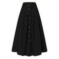 thumbnail image 1 of EHQJNJ Female Women's Skirts Long Plus Size Spring and Summer Casual Loose Solid Color a Line High Waist Skirt with Pocket Buttons Long Skirt with Slit for Women Boho Skirts for Women Long Cotton, 1 of 4