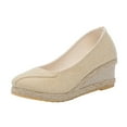 thumbnail image 1 of EHQJNJ Female Womens Espadrilles on Shoes Fashion Women Summer Weave Wedges Breathable on Round Toe Sandals Comfortable Beach Shoes Wide Width Wedges for Women Sandals Women Wedge Heel, 1 of 7