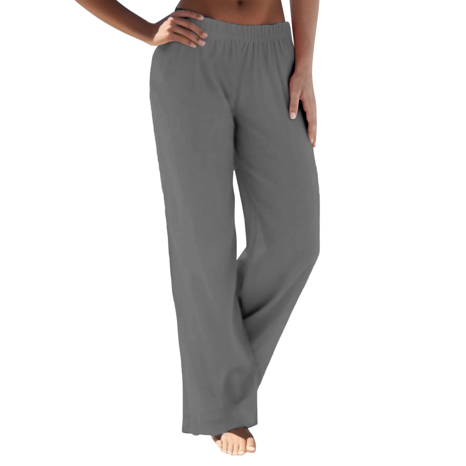 EHQJNJ Female Womens Joggers Petite Cotton Womens Daily Home Outdoor Elastic Waist Side Pockets Trousers Casual Pants Grey Sweatpants Womens Casual Pants Elastic Waist Pockets Walmart