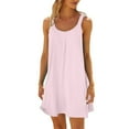 thumbnail image 1 of EHQJNJ Female Wrap Dresses for Women 2024 Women Beach Dress Solid Color Sleeveless Backless Camisole Beach Mini Sundress House Dresses for Older Women Plus Size Summer Dresses with Sleeves Aline, 1 of 5