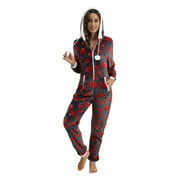 EHQJNJ Footie Pajamas Adult Women Pajamas Printing Sleepwear Pajamas Hooded Jumpsuit Rompers Clubwear Nightwear Plush Onesie 1 Piece Pajamas for Women with Hoodie Pajama Romper Women Short Sleeve