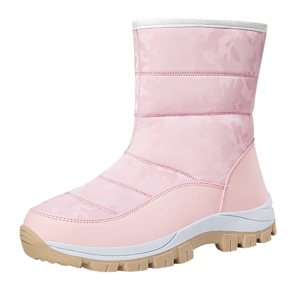 EHQJNJ Fuzzy Boots Snow Boots for Women Earlde Women Snow Boots Fashionable New Pattern Solid Color Simple Thickened Warmth Autumn and Winter Lace up Comfortable