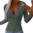 thumbnail image 1 of EHQJNJ Knit Tops for Women Simple Long Sleeved V Neck Pullover Women's Sweater Tops Autumn and Winter Neon Tops for Women Plus Size T Shirts for Women, 1 of 4