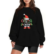 EHQJNJ Ladies Sweatshirts Onlypuff Women Hoodies Pullover Christmas Women Casual Long Sleeve Printed Y 2 K Pullover Sweatshirt Loose Hoodless Crew Neck Sweatshirt Blouse