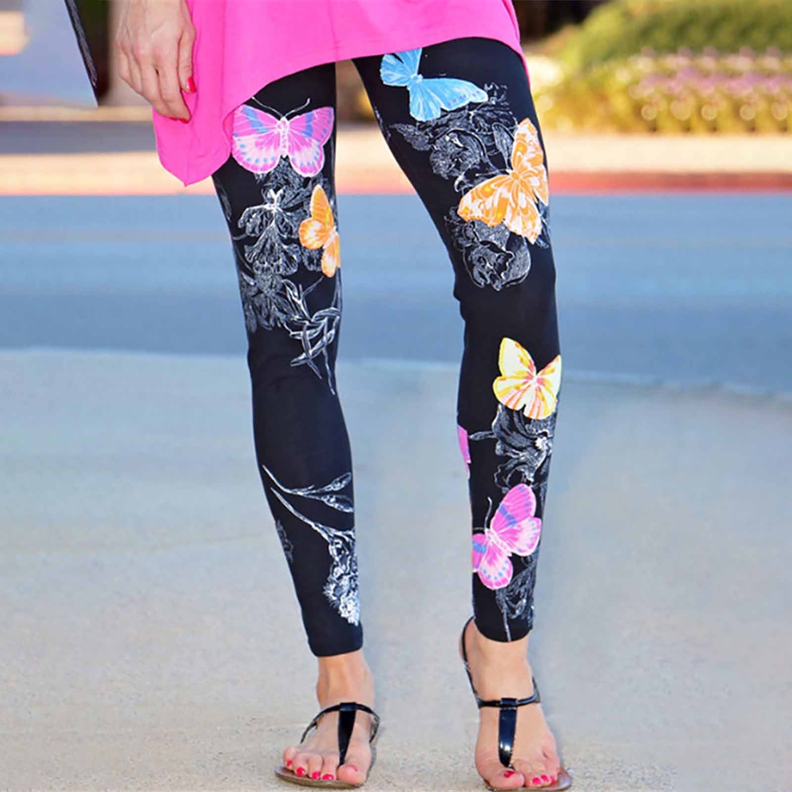 EHQJNJ Leggings with Pockets Yoga Pants Plus Size Cotton Women Floral