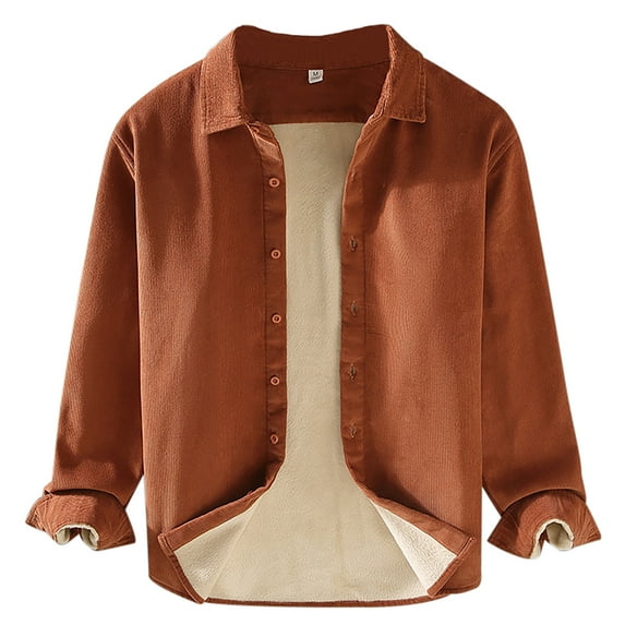 EHQJNJ Linen Shirts for Men Slim Fit Short Men's Casual Solid Corduroy and Shirt Long Sleeve Pocket Less Lapel Top Custom Shirts Dad Shirt