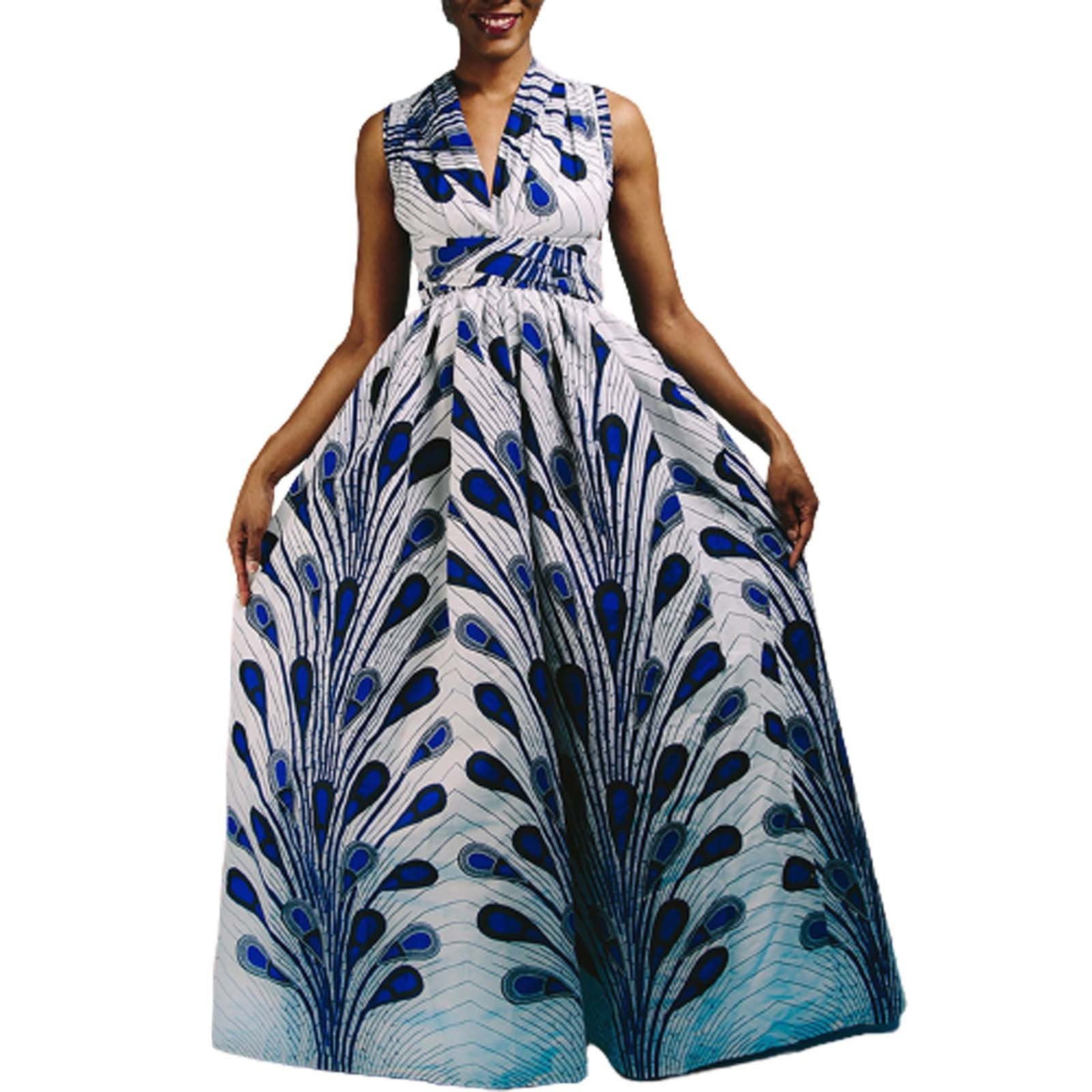 Blue and White African Dress