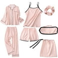 thumbnail image 1 of EHQJNJ Maternity Pajamas for Women Imitation Cotton Striped Silk Seven Piece Pajamas Women Four Seasons Can Be Worn Outside the Home Clothing Suit Long Sleeve Pajamas for Women Set Silk, 1 of 4