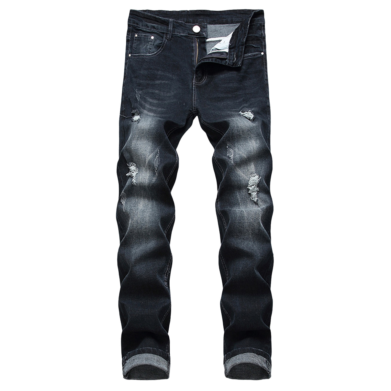 Men's Stretchy Lightweight Black Jeans – Sea Barrier EXTRA – Sizes 57-75 – 5-Pocket Straight Fit