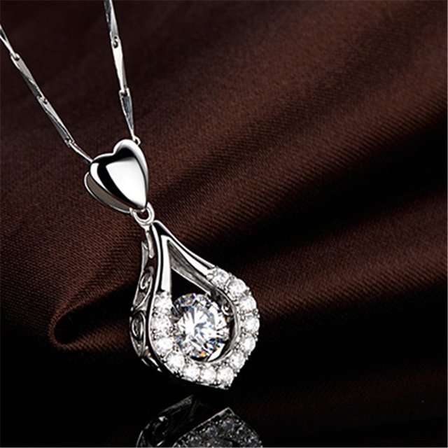 EHQJNJ Necklace for Men Set Twinkling Heart Waterdrop Stone Necklace