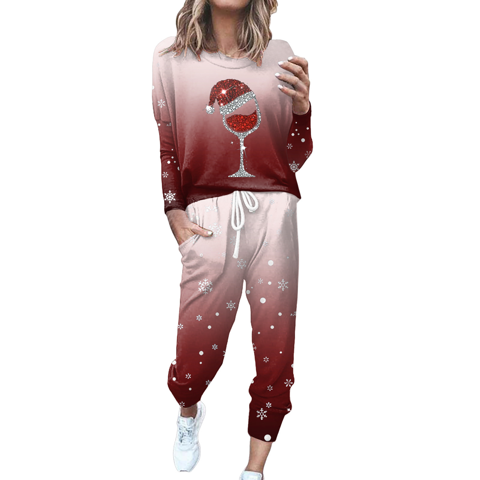 EHQJNJ Pant Suits for Tall Women Dressy Wedding Jogging Suit 2 Piece Long Pants Round Neck Long Sleeve Shirt Drawstring Sweatpants Pocket Casual Suit Concert Outfit Walmart