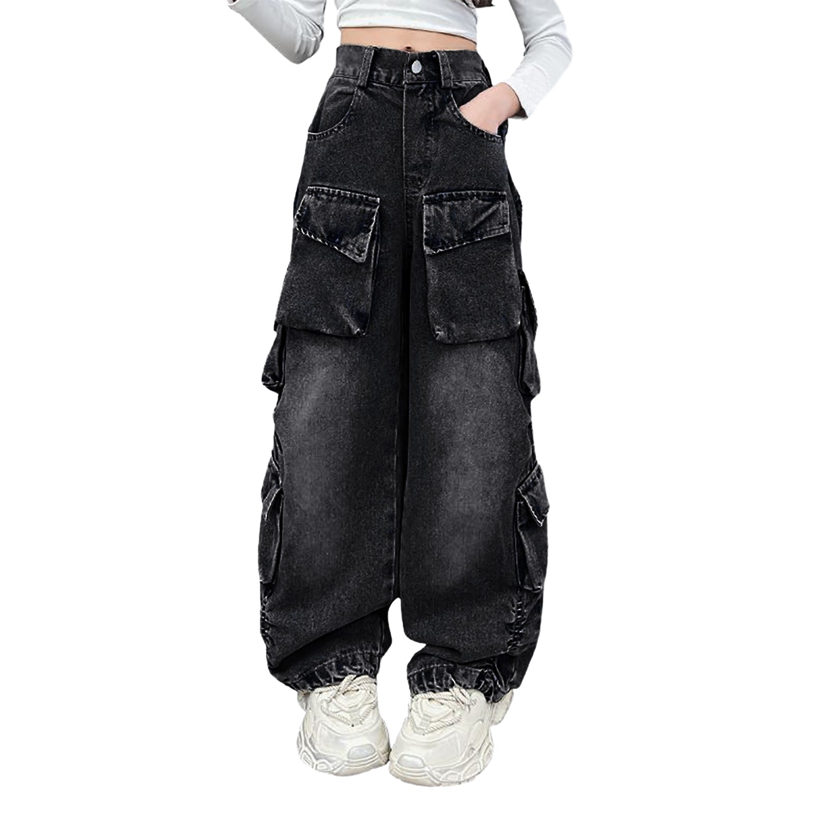 EHQJNJ Pants for Teen Girls Girl Fashion Denim Overalls Casual High ...