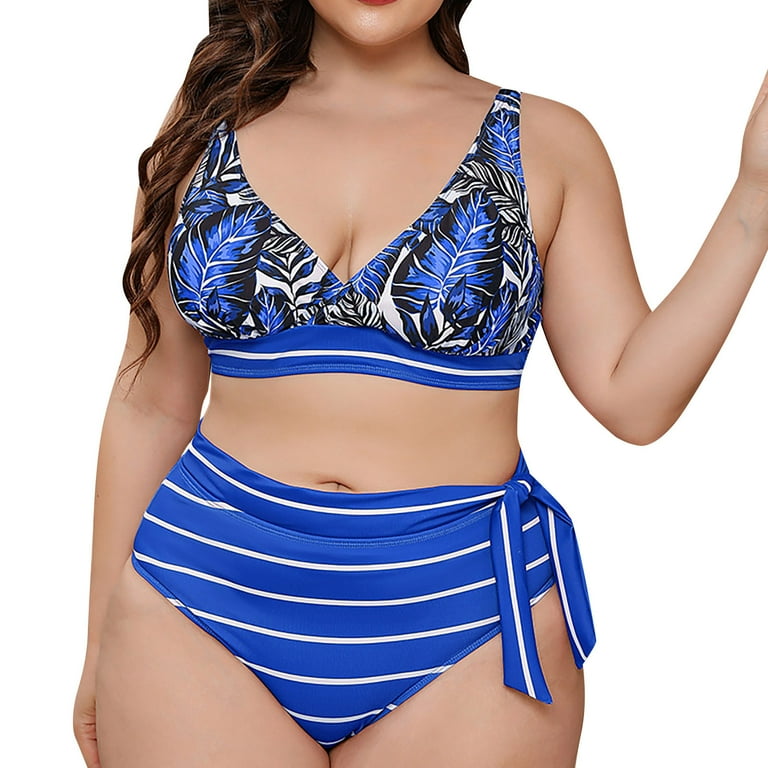 EHQJNJ Plus Size Bikini Set 2024 New Printed Plus Size Swimsuit