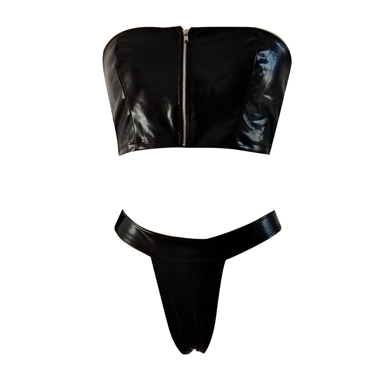 EHQJNJ Plus Size Lingerie for Women Hide Belly Zipper Leather Lingerie CutOut Bodydoll