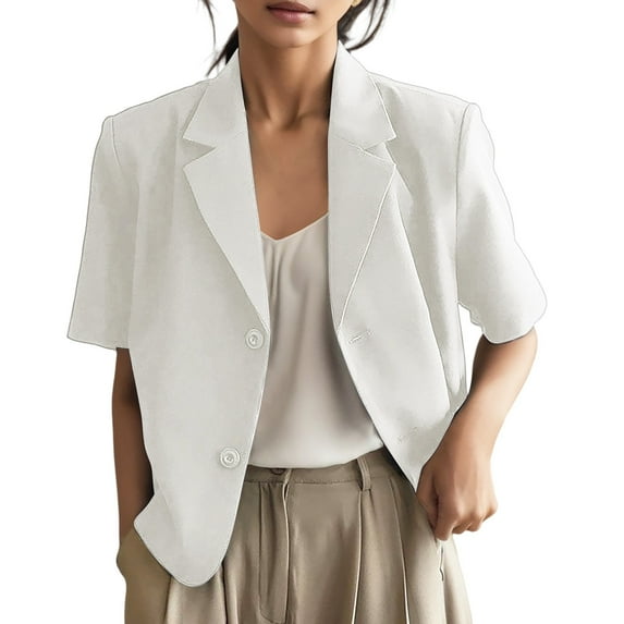 EHQJNJ Purple Blazer Women Women Casual Solid One Suit Jacket Turndown Collar Loose Short Sleeve Coat Sequin Blazer for Women Dressy Casual Blazer for Women