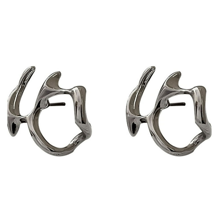 EHQJNJ Screw Back Earrings for Girls Irregular Liquid Metal Hollow Earrings Women s Unique Stud Earrings Cold Style Earrings Vintage Earrings for Women Stainless Steel Earrings for Women Hoop Walmart....