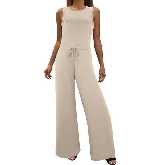EHQJNJ Scrunch Jumpsuit Women Soid Summer Button Lace up Short Sleeve Light Rip Straight Jumpsuit Vest Long Pants 1 Piece Jumpsuits for Women Womens 1 Piece Jumpsuits Tummy Control