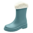 thumbnail image 1 of EHQJNJ Short Rain Boots for Women Wide Calf Punk Style Snow Boots Non Detachable with Cotton Inside Rain Boots Outdoor Rubber Water Shoes Rain Boots Women Short with Zip Womens Rain Boots Ankle, 1 of 6