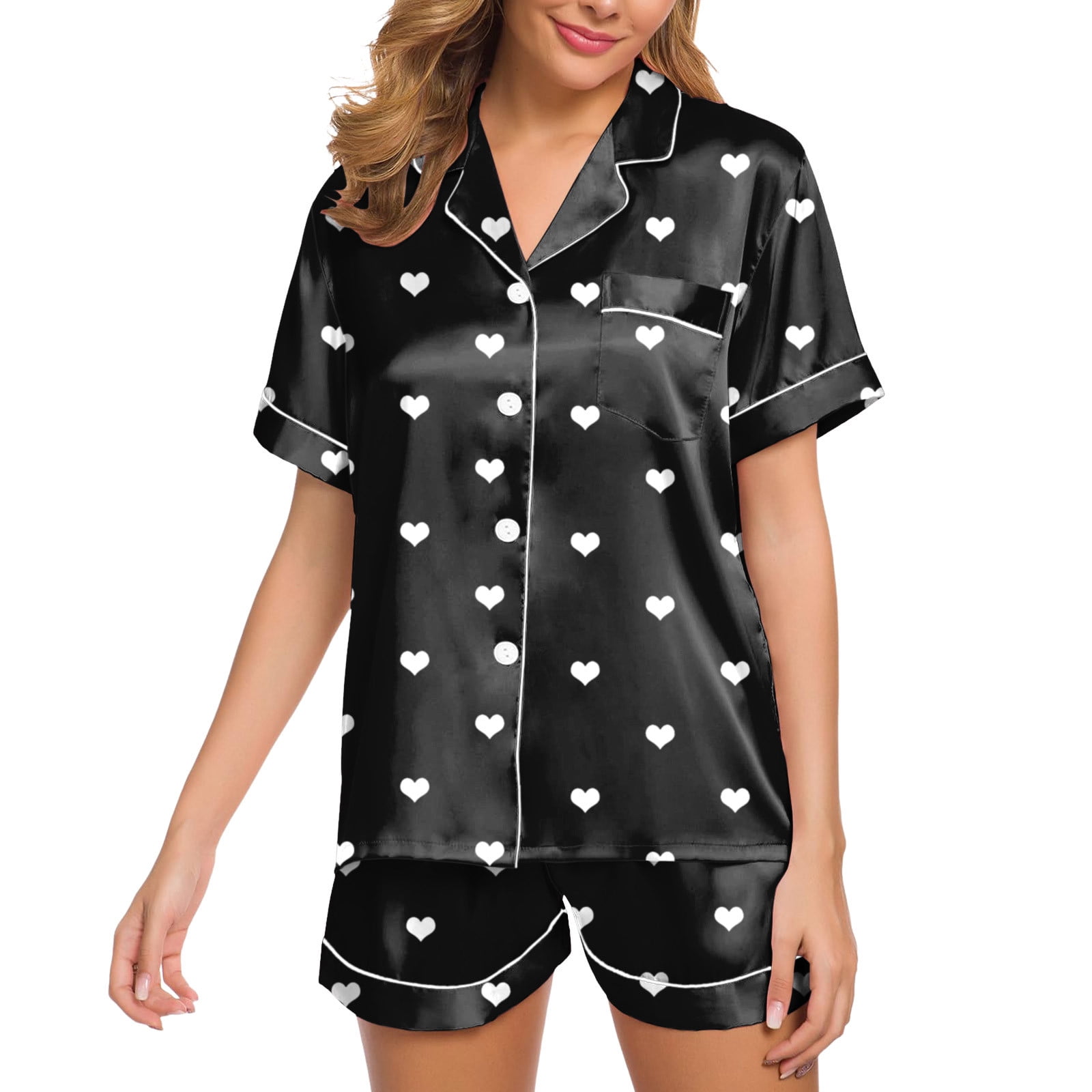 EHQJNJ Silk Pajama Set Shorts Women Womens Pajamas Set Two Piece Pj