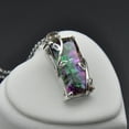 thumbnail image 1 of EHQJNJ Silver Jewelry Polisher Women Fashion Flowers of the Rainbow Tourmaline Pendant Necklace Chain Elegant Long Necklaces for Women Trendy Silver Initial Necklaces for Women Non Tarnish Silver, 1 of 9