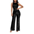 thumbnail image 1 of EHQJNJ Silver Jumpsuit for Women Elegant for Party Sparkling Sequins Seamless One Shoulder Miniskirt With High Waist and Smooth Fitted Top for Glamorous and Modern Look for Night Party, 1 of 7
