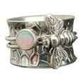 thumbnail image 1 of EHQJNJ Silver Ring Vintage White Zircon Ring Handmade Bohemian Animal Engraving Vintage Oval Natural Jewelry Gift Women Sizes 6 10 Cute Gifts for Girlfriends Stainless Steel Rings for Women, 1 of 7
