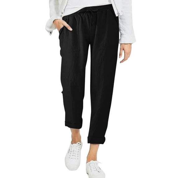 EHQJNJ Slacks for Women Dressy Casual Navy Blue Women High Waisted Wide Leg Pants Fashion Drawstring Elastic Trousers Comfy Straight Leg Long Pants with Pockets