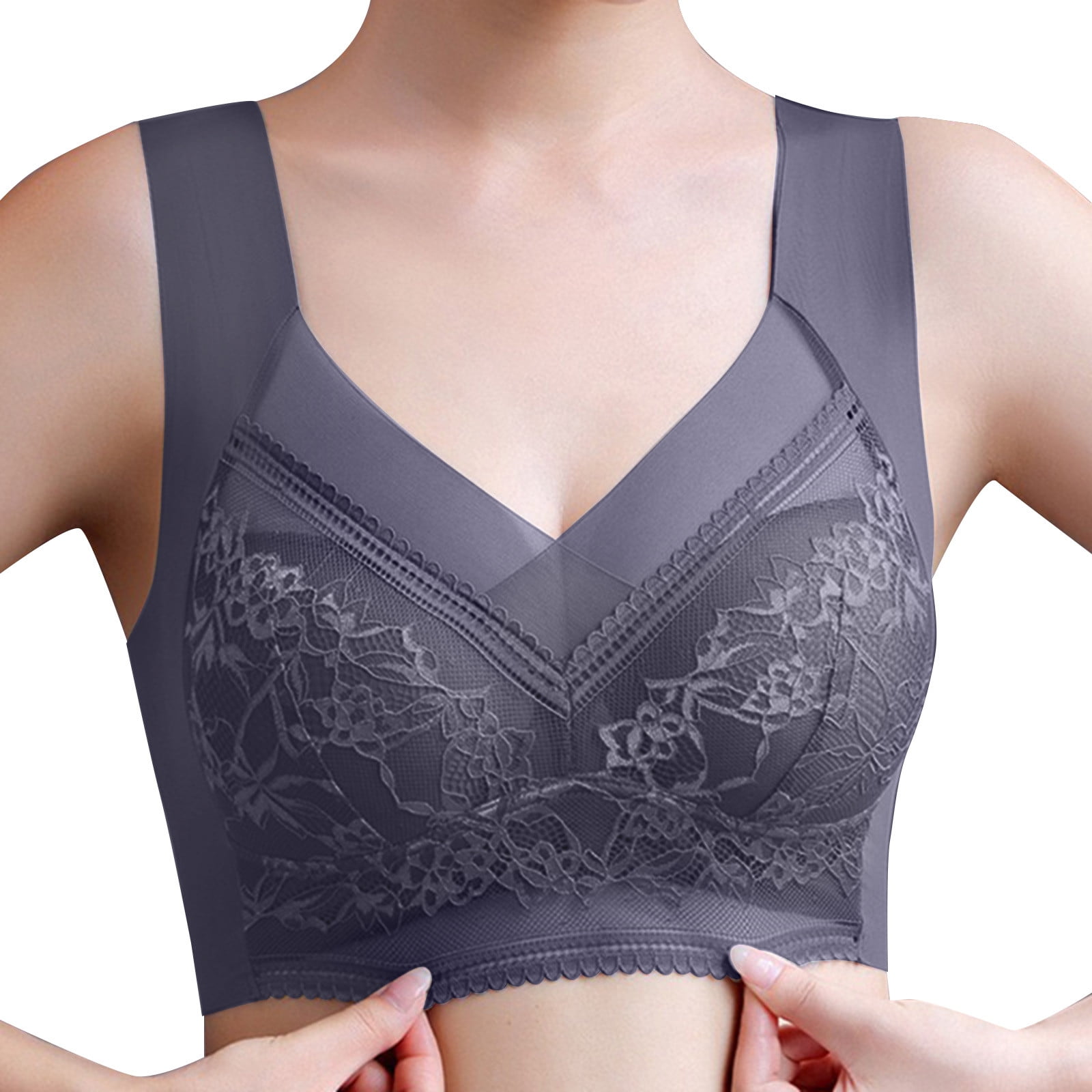 Women Post Front Closure Sports Bra Supportive Bras Without Wires Racerback  Bra Padded Bras Wireless Women's Solid Color Front Closure Large Size Thin  Bra Underwear Black : : Fashion