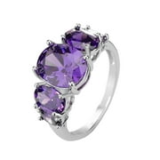 EHQJNJ Stainless Steel Jewelry for Women Amethyst Tourmaline Ring Popular Exquisite Ring Simple Fashion Jewelry Popular Accessories Cute Gifts for Girlfriend