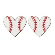EHQJNJ Sterling Silver Earrings Flat Back Studs Ladies Earrings Sports Jewelry Heart Shaped Sports Baseball Studs Rugby Football Volleyball Basketball Wood Earrings Fashion Ladies Earrings