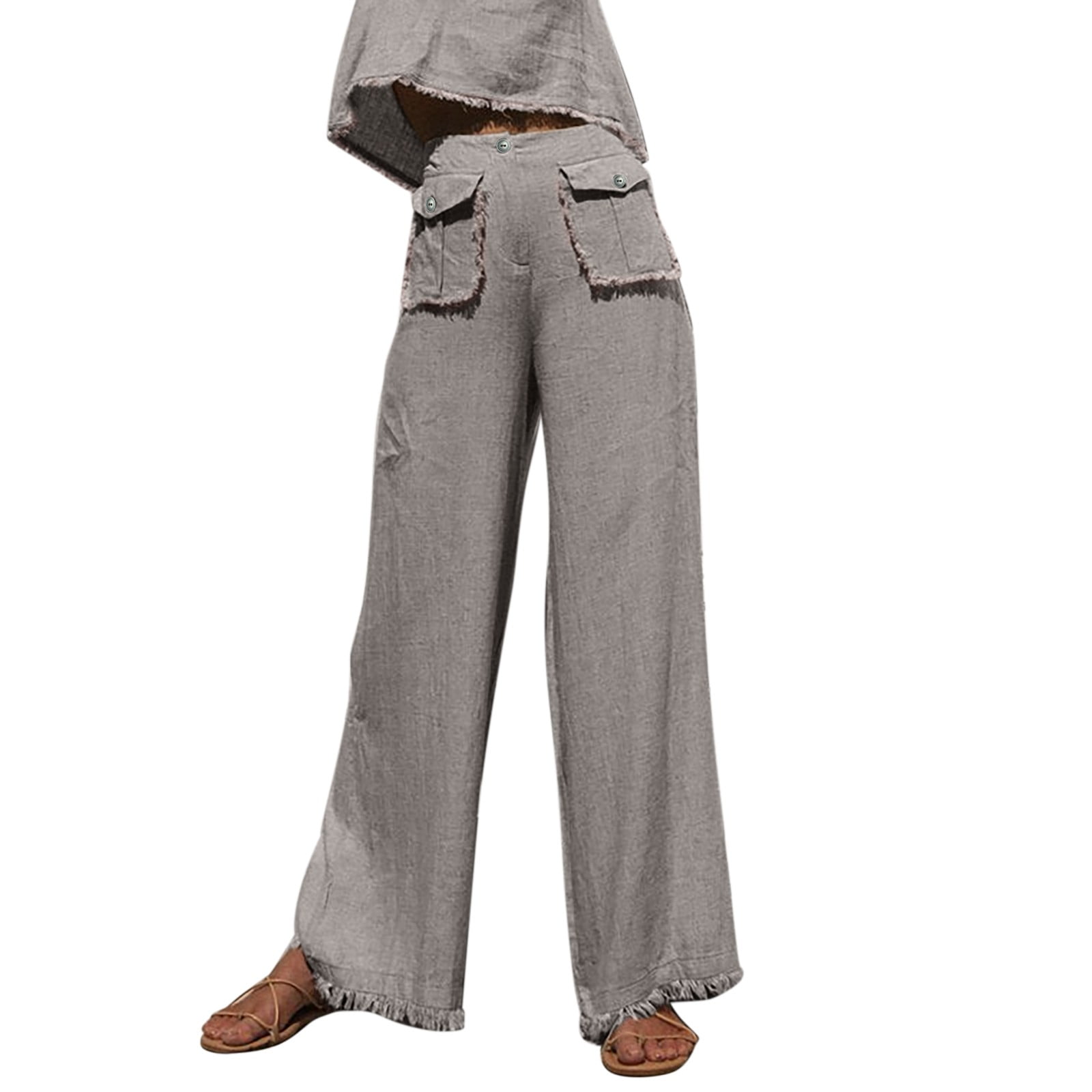 EHQJNJ Straight Leg Dress Pants for Women Business Casual Capris for