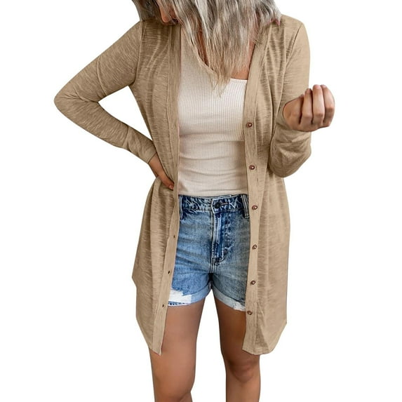 EHQJNJ Summer Cardigans Lightweight Women Fashion Solid Long Sleeve Loose Cardigan Beach Holiday Knit Pocket Coat Cardigans for Women Trendy Cropped Spring Cardigan Sweaters for Women Trendy