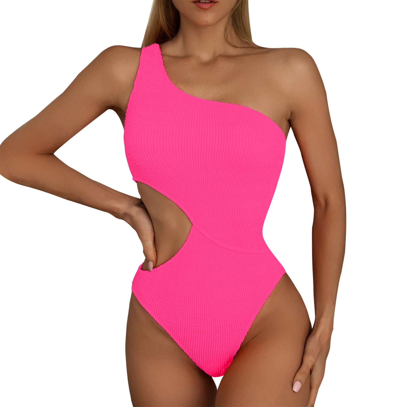 EHQJNJ Swim Suits for Women 2024 Tankini Ladies Summer Swimsuit Wrinkled  Cloth Fashion Piece One Shoulder Bikini