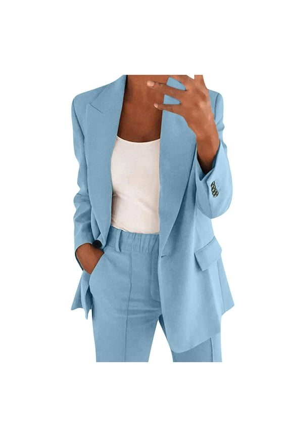Tracksuit for Women 90S Two Piece Lapels Suit Set Office Business Long Sleeve Button Formal Jacket Pant Suit Slim Loosetrouser Jacket Suit Graduation Outfits for Women 2024