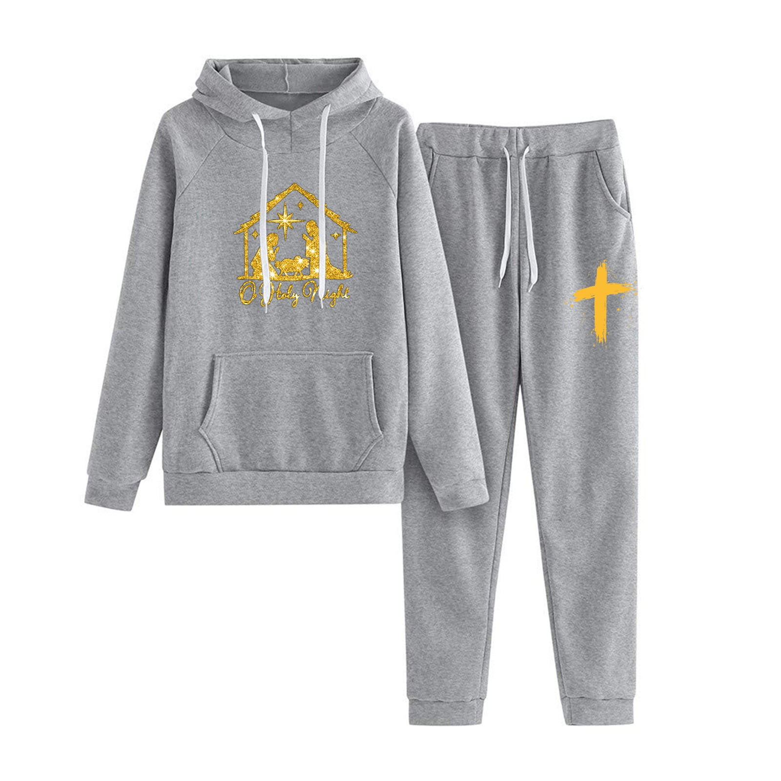 EHQJNJ Wide Leg Pant Set for Women Petite Tracksuit Cotton 2 Piece Outfits Workout Sets Tracksuit Long Sleeve Hooded Jogger Pant Matching Set Airplane Travel Outfits for Women Walmart