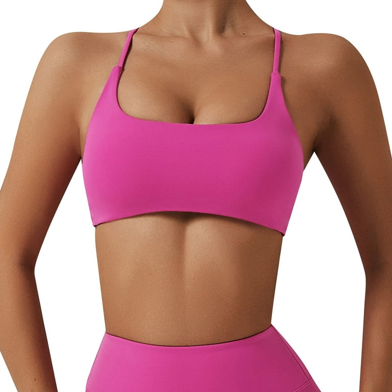 EHQJNJ Wireless Bra Women'S Sports Bra Padded Crossed Back Bustier without  underwire Spaghetti Straps for Yoga Fitness Women Bras