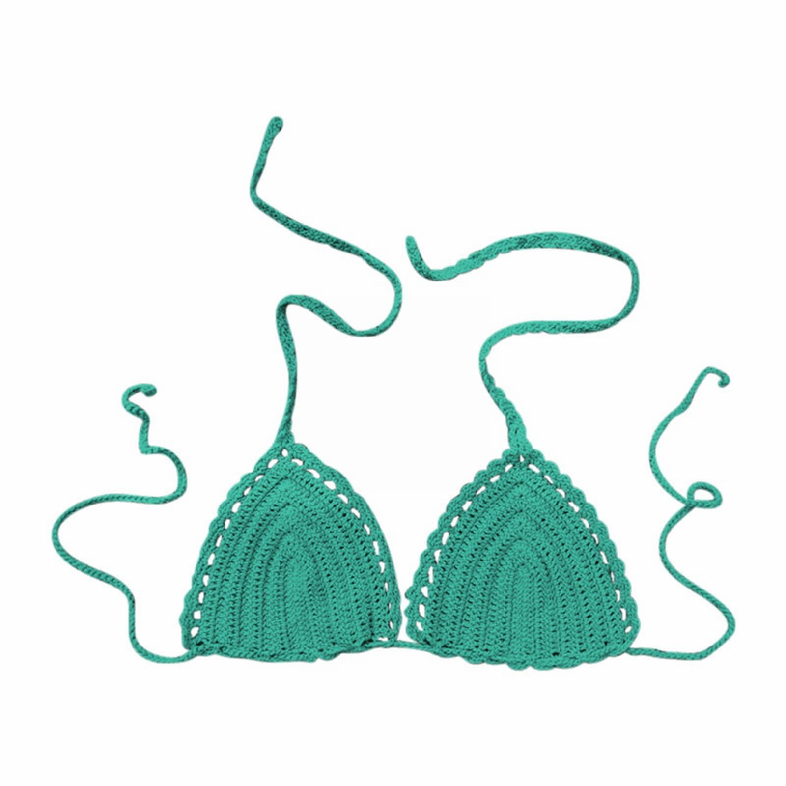 EHQJNJ Wireless Bra Women'S Summer Solid Color Hand Crochet Swimsuit  Euramerican Swimsuit Bikini Top Strapless Bras for Women Push up Big 