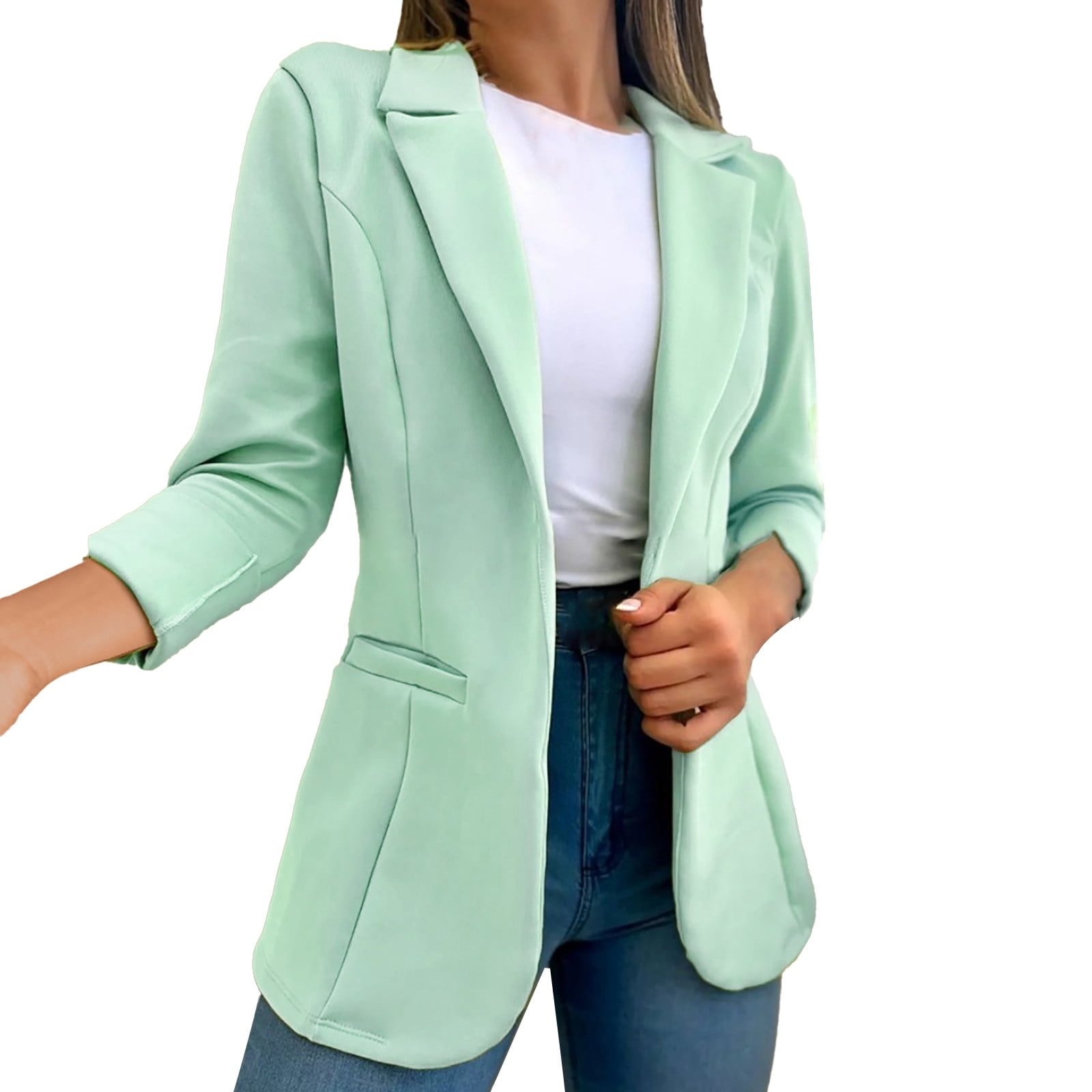EHQJNJ Women Suit Jacket Long Jackets for Women Fashion Dressy Over Dress  Women's Solid Color Minimalist Long Sleeve Jacket Fall Fashion - Walmart.com