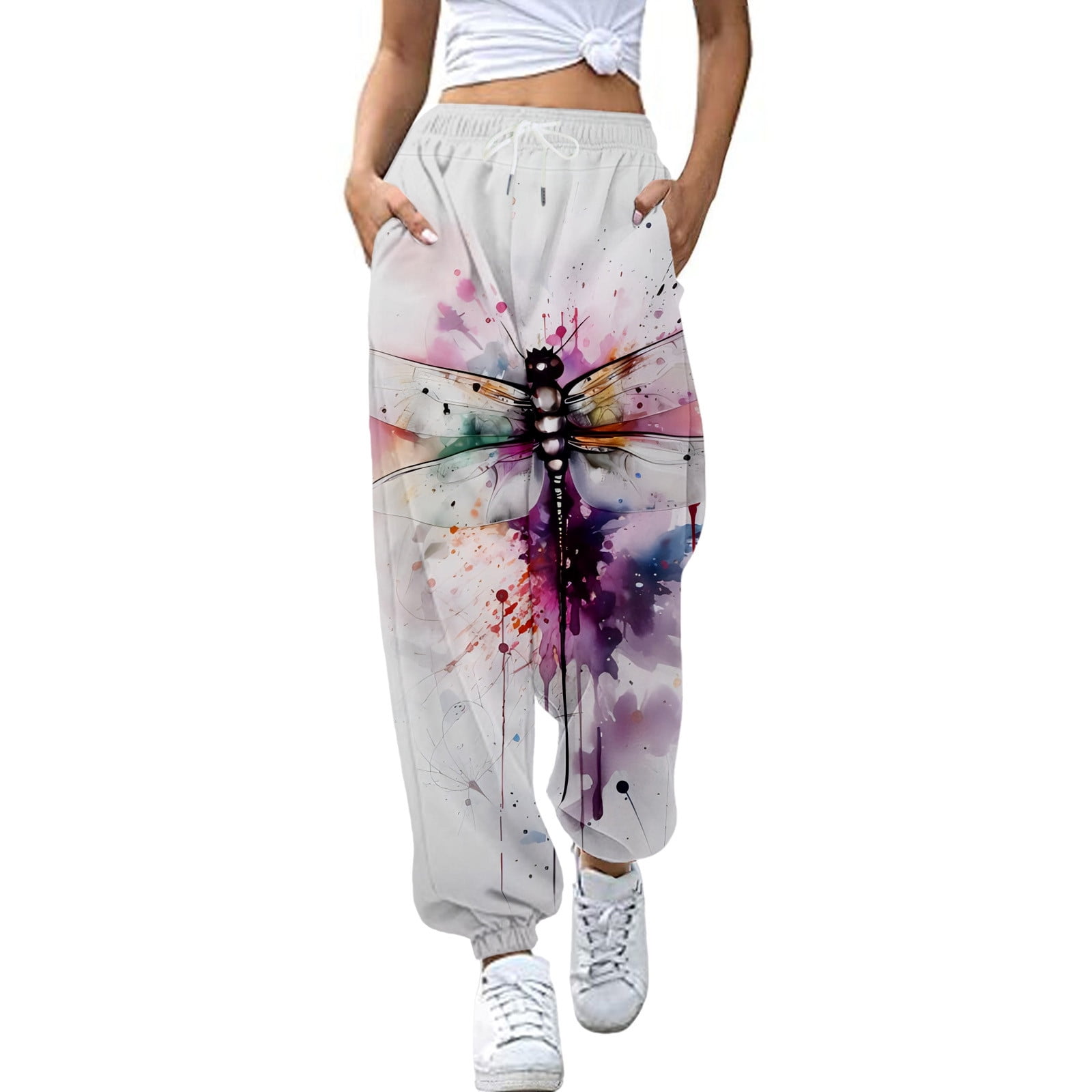 EHQJNJ Women's Pants Elastic Waist Size 1618 Women Casual Printed