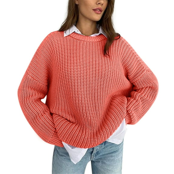 EHQJNJ Women's Sweaters for Fall 2024 Petite Womens Turtleneck Long Doll Sleeve Oversized Knit Pullover