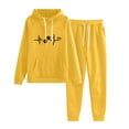EHQJNJ Womens Pants Suit Set Formal Ladies' Cute Heartbeat Print Hooded