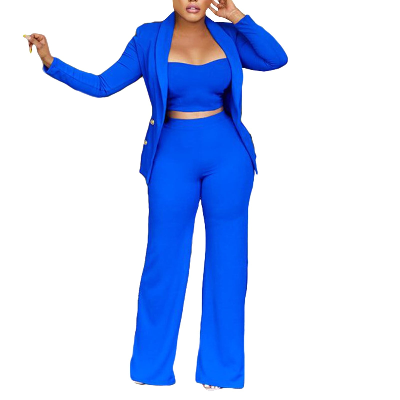 EHQJNJ Womens Pants Suit Set Formal Womens Self Cultivation Long Sleeve