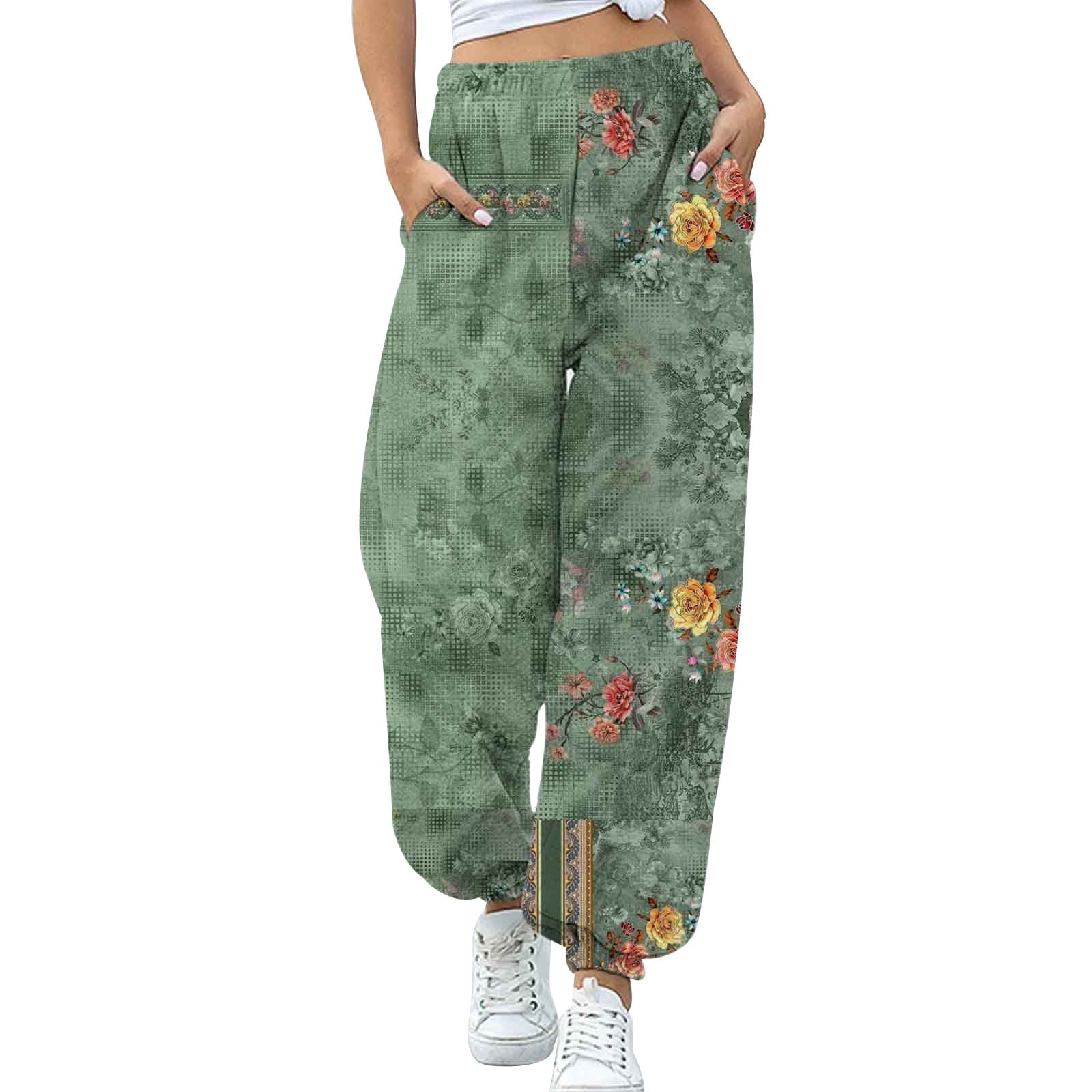 EHQJNJ Womens Sweatpants with Pockets Straight Leg Women's 3D Floral ...