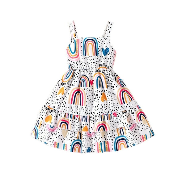 EHRWE Girls Dresses Baby Girls Dress Casual Flutter Sleeve Swing Birthday Party Summer Playwear Dress Clothes For Kids For 2-3 Years