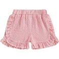 thumbnail image 1 of EHRWE Girls Shorts Toddler Baby Girl Casual Summer Gingham Plaid Seersucker Elastic Waist Ruffle Hem Shorts Bottoms Beach Trousers For 2-3 Years, 1 of 6