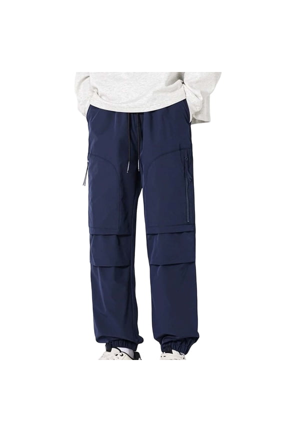 Men's Casual Pants Man High Street Fashion Trend Pleated Design Straight Leather Pants Sweatpants