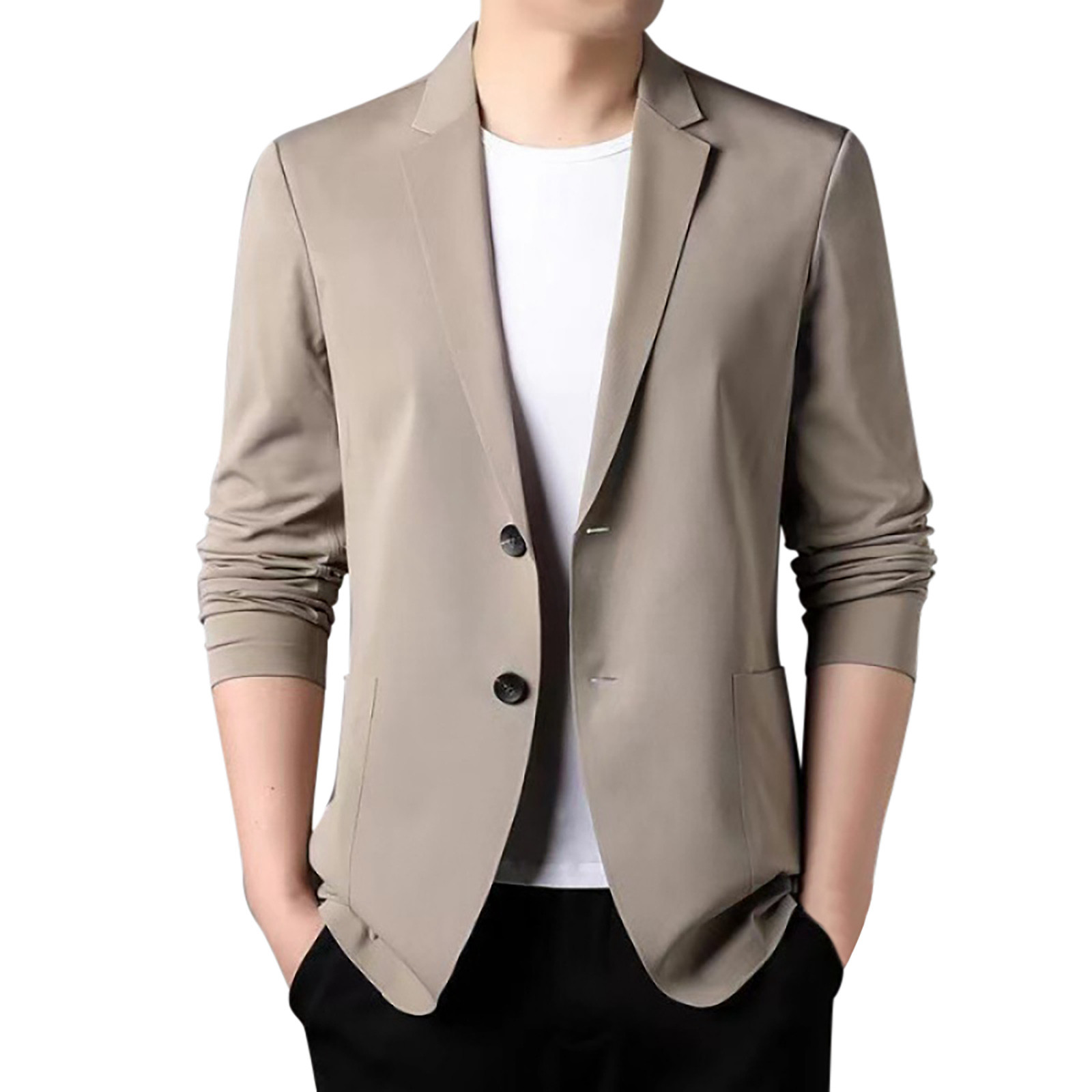 EHRWE Men s Coat Spring Summer Male Lightweight Summer Suit Jacket Casual Stretch Slim Fit Button Sport Coats Vintage Outwear