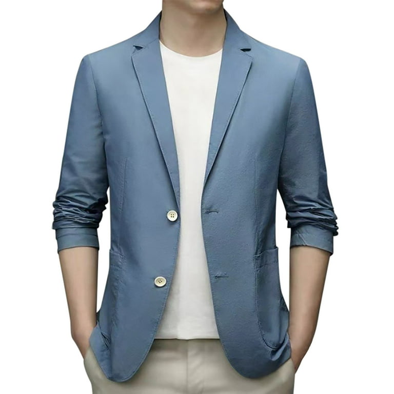 EHRWE Men s Winter Coats Spring Summer Male Lightweight Summer Suit Jacket Casual Stretch Slim Fit Button Sport Coat Fashion Clothes