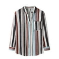 EHRWE Mens Casual Button Down Shirts Summer Male Autumn Striped Print