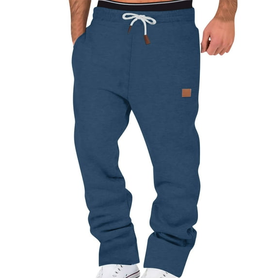 EHRWE Mens Casual Pants Fleece Lined Sweatpants Wide Straight Leg Pants Bottom Sweatpants Joggers Pants Workout High Waisted Yoga Pants With Pockets Loose Fit